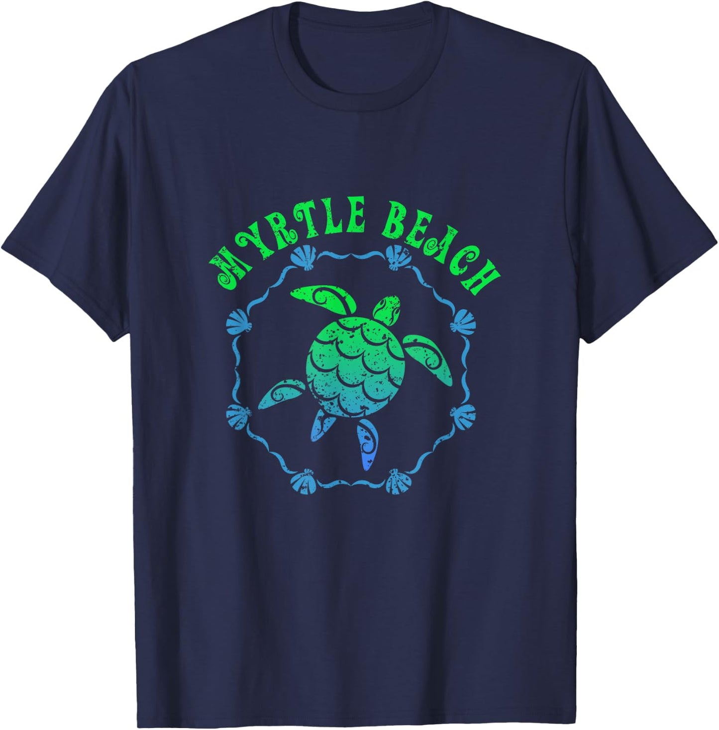 Myrtle Beach Retro Tribal Turtle Gift T-Shirt - T-Shirt | Navy