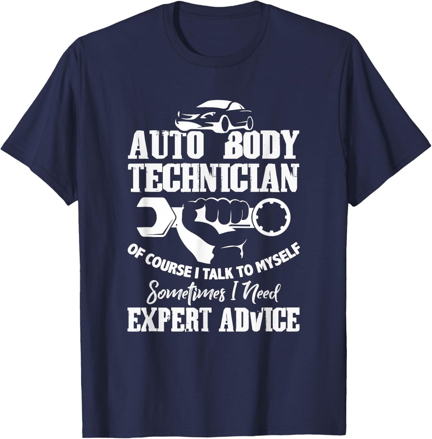 CharlIan Minds - Auto Body Technician - Men's Adult - Black - Short Sleeve - - Classic Fit - Humorous Graphic Design - 'Of Course I'm Talking to Myself' Quote T-Shirt - T-Shirt | Navy