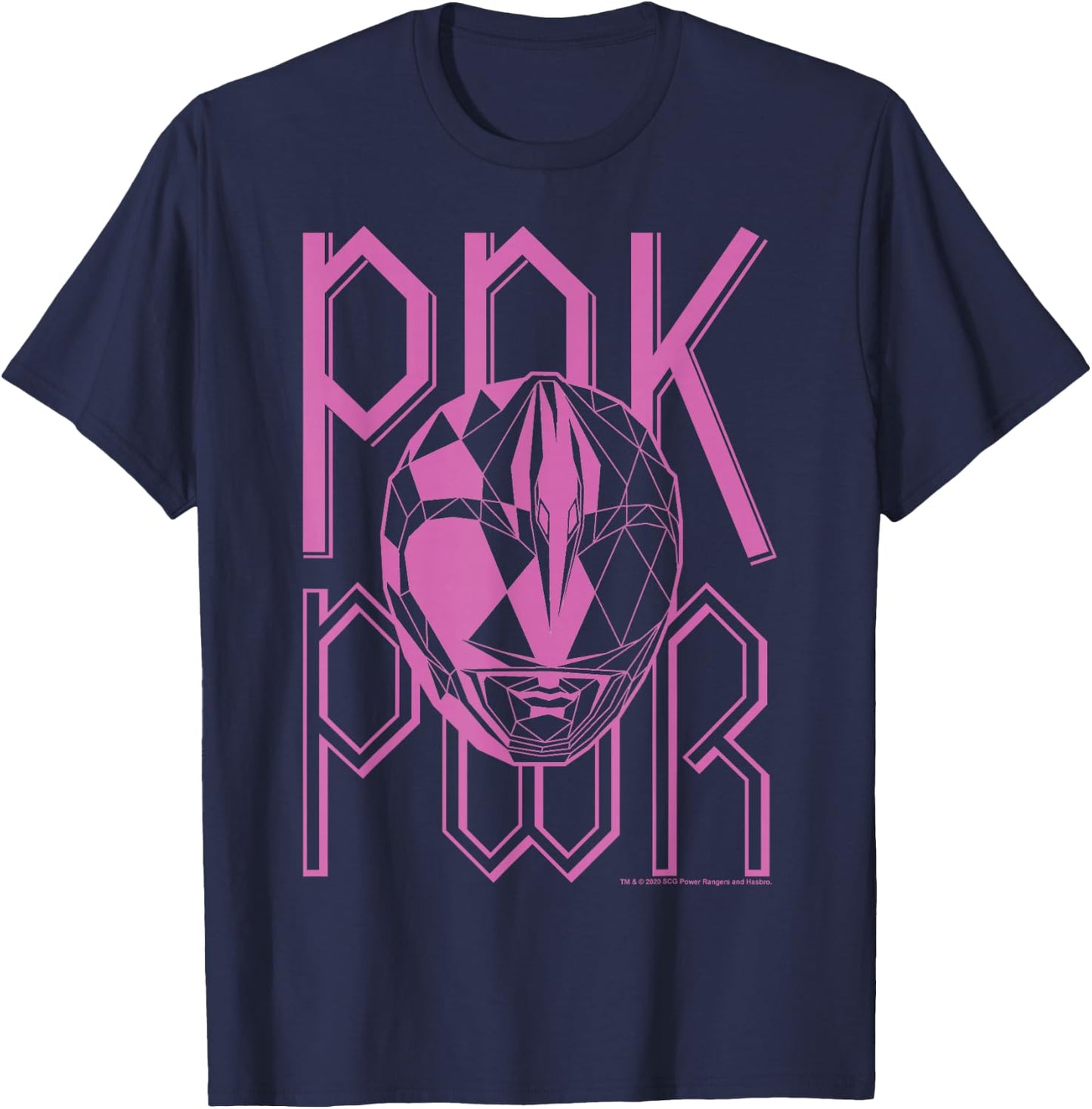 Power Rangers Pink Ranger Geometric Helmet Logo T-Shirt - T-Shirt | Navy