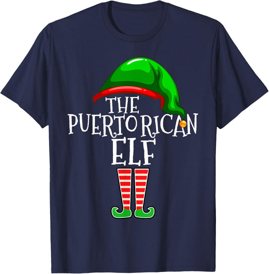 Puerto Rican Elf Family Matching Group Christmas Gift Funny T-Shirt - T-Shirt | Navy
