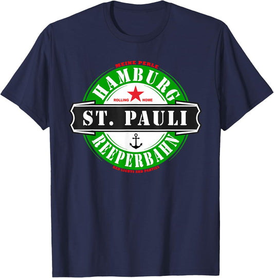 Hamburg Reeperbahn St. Pauli Party Kiez Stag Night T-Shirt - T-Shirt | Navy