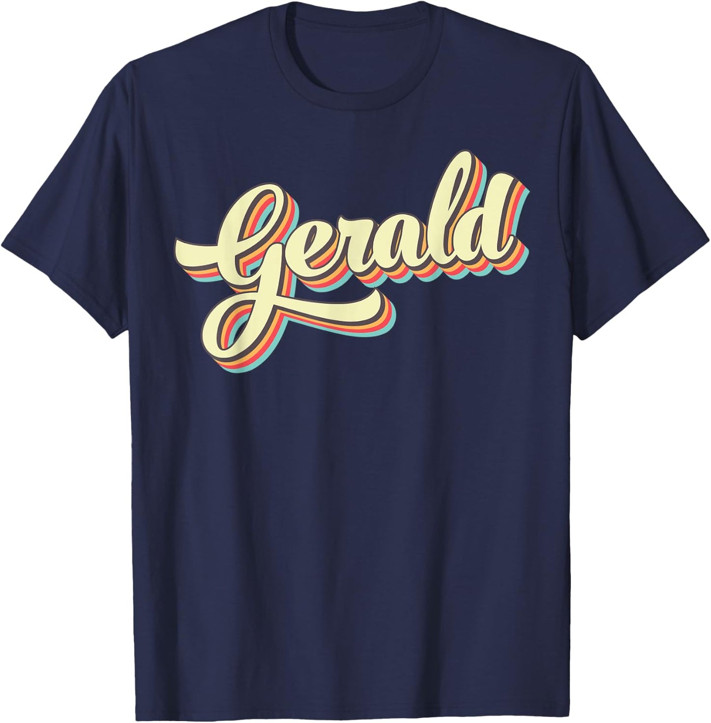 Gerald Retro Art Baseball Font Vintage T-Shirt - T-Shirt | Navy