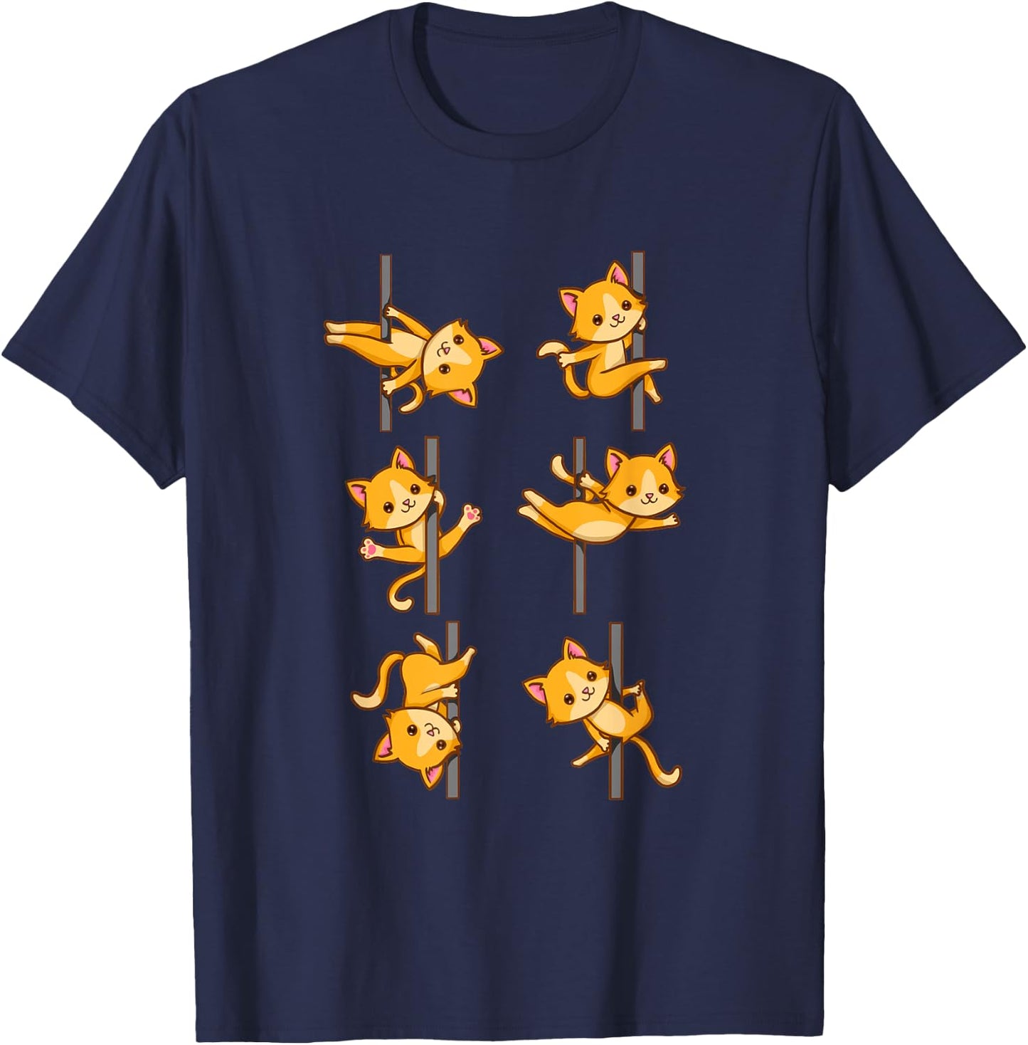 Cute Cats Pole Dancing Funny Pole Dancer T-Shirt - T-Shirt | Navy