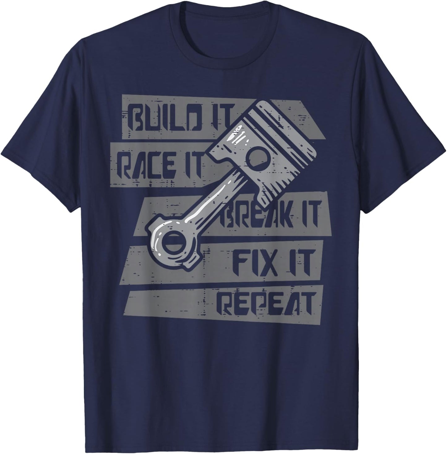 Build Race Break Fix It Repeat Auto Mechanic Men Boys Kids T-Shirt - T-Shirt | Navy