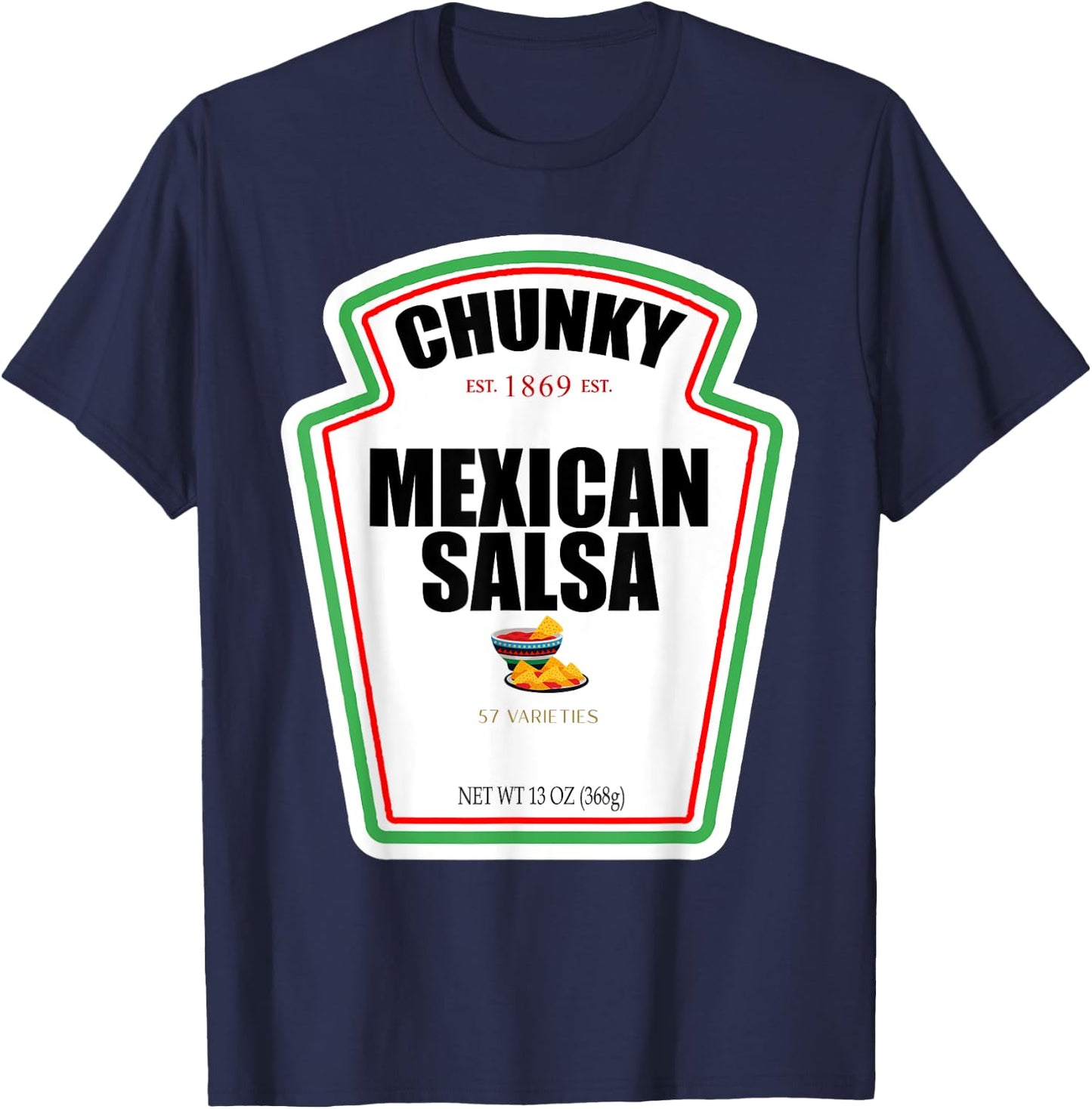 Halloween Matching Costume Chunky Mexican Salsa Bottle Label T-Shirt - T-Shirt | Navy