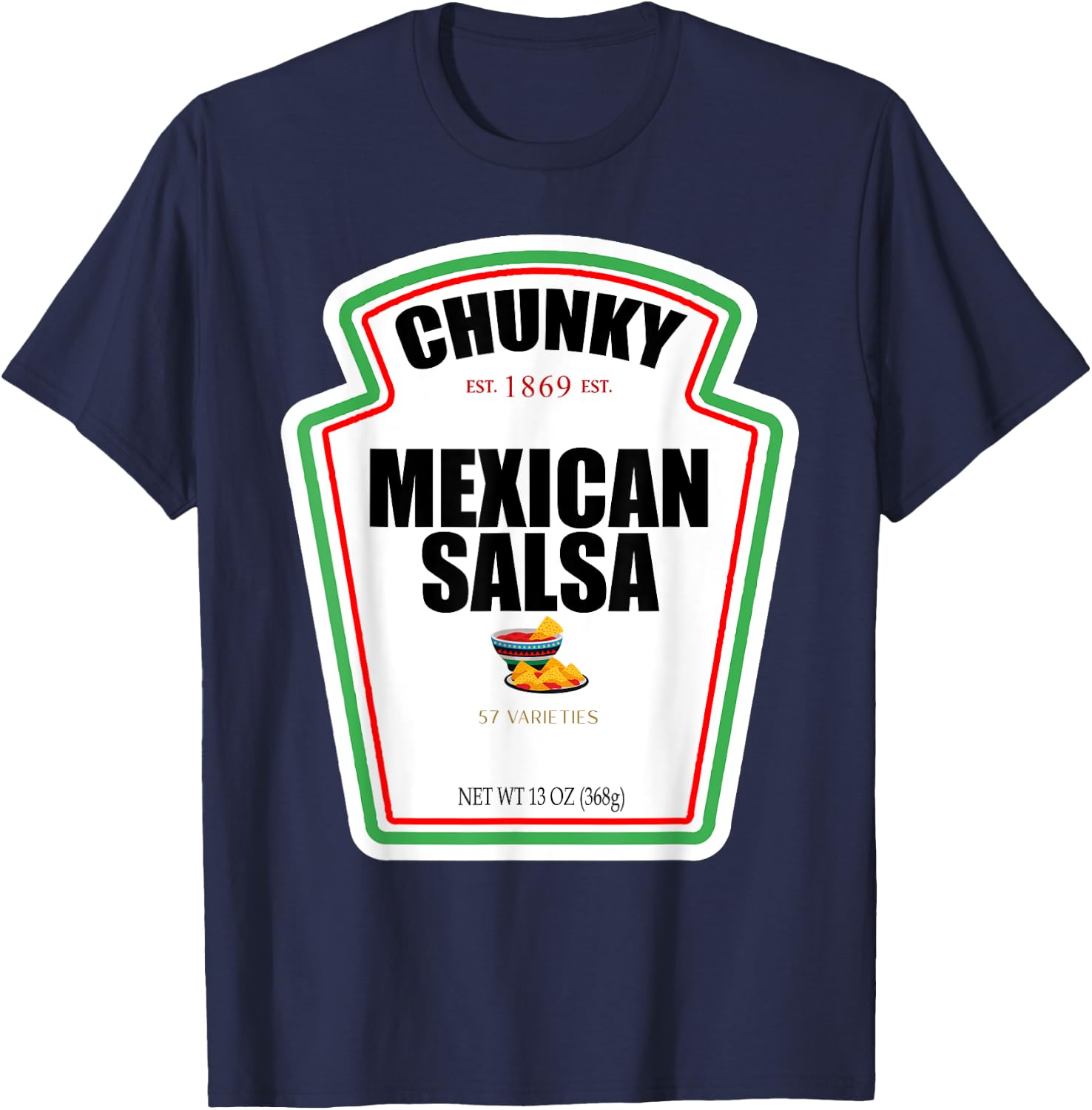Halloween Matching Costume Chunky Mexican Salsa Bottle Label T-Shirt - T-Shirt | Navy