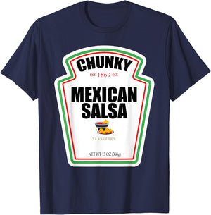 Halloween Matching Costume Chunky Mexican Salsa Bottle Label T-Shirt - T-Shirt | Navy