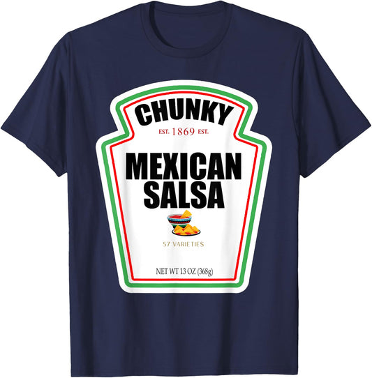 Halloween Matching Costume Chunky Mexican Salsa Bottle Label T-Shirt - T-Shirt | Navy