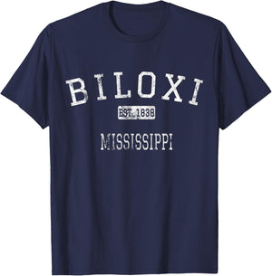 Biloxi Mississippi MS Vintage T-Shirt - T-Shirt | Navy