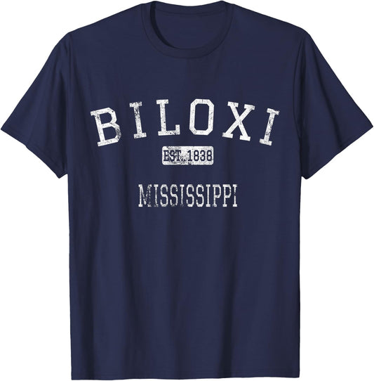 Biloxi Mississippi MS Vintage T-Shirt - T-Shirt | Navy