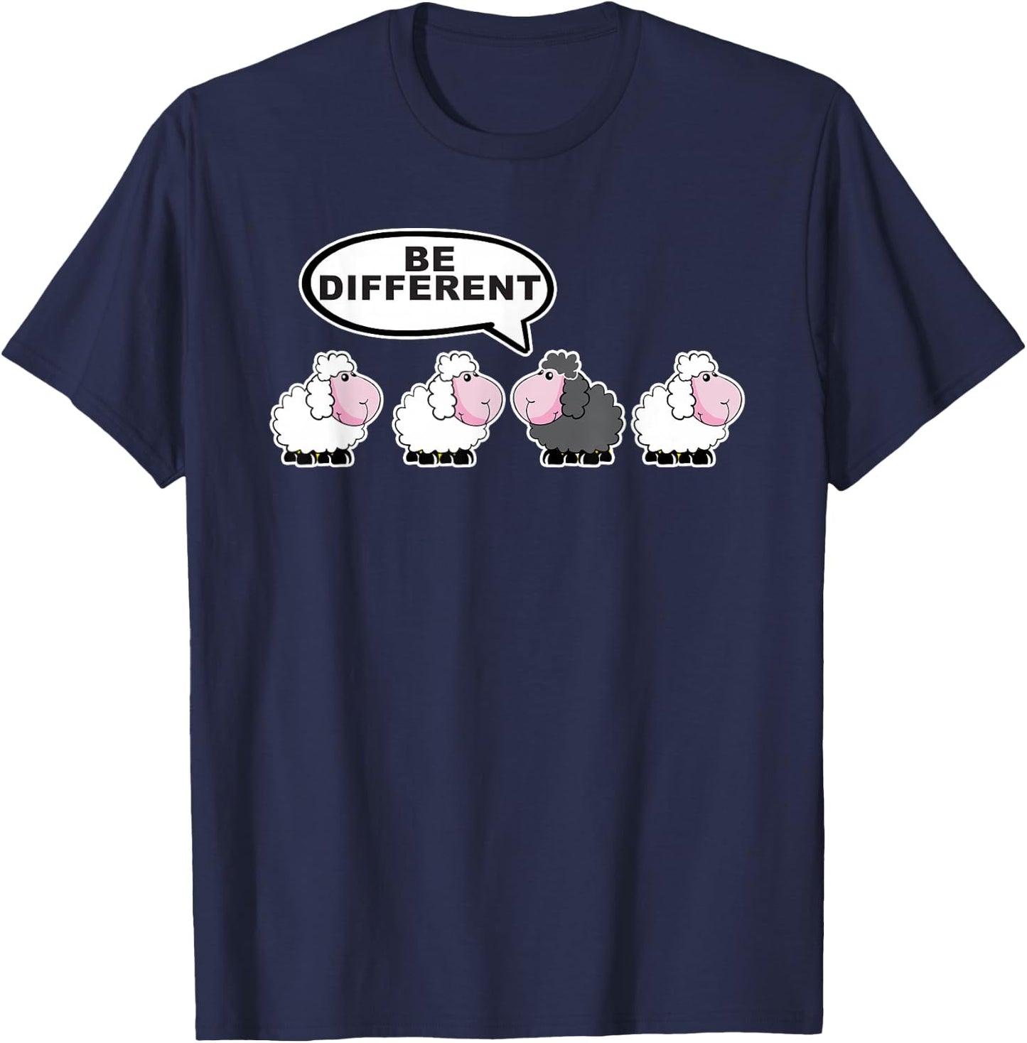 Be Different Funny Black Sheep T-Shirt - T-Shirt | Navy