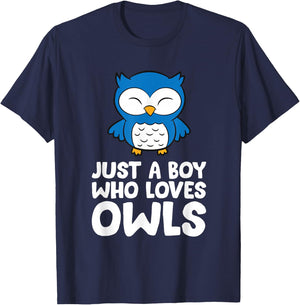 Just a Boy Who Loves Owls T-Shirt - T-Shirt | Navy