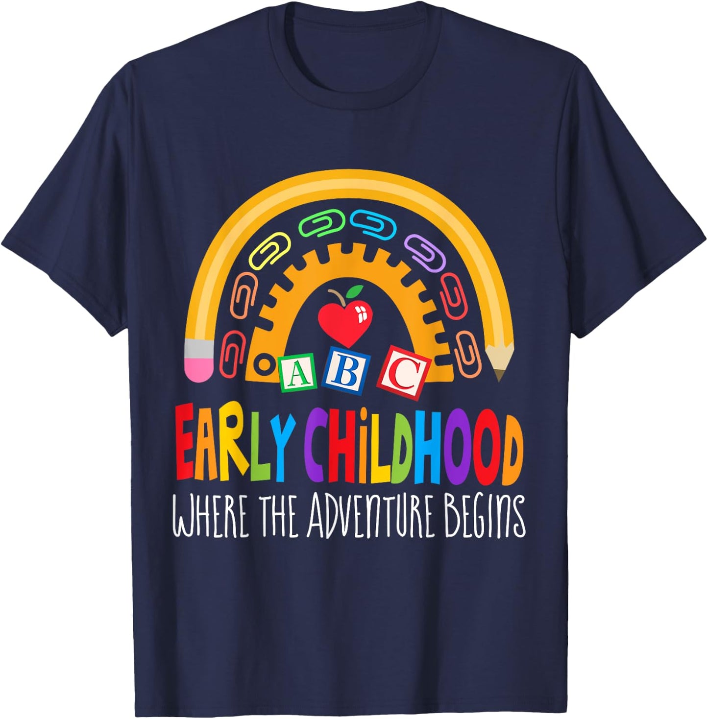Teacher Early Childhood Education Preschool Head Start Crew T-Shirt - T-Shirt | Navy
