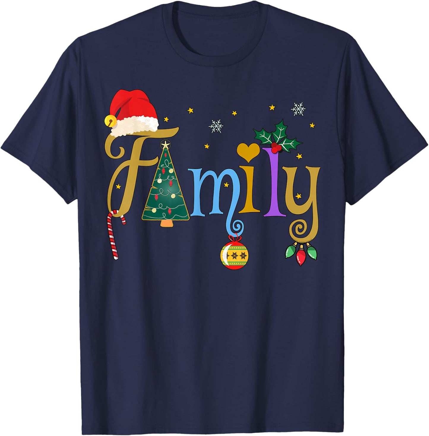 FAMILY Letters Holiday Style Love My Family Christmas T-Shirt - T-Shirt | Navy