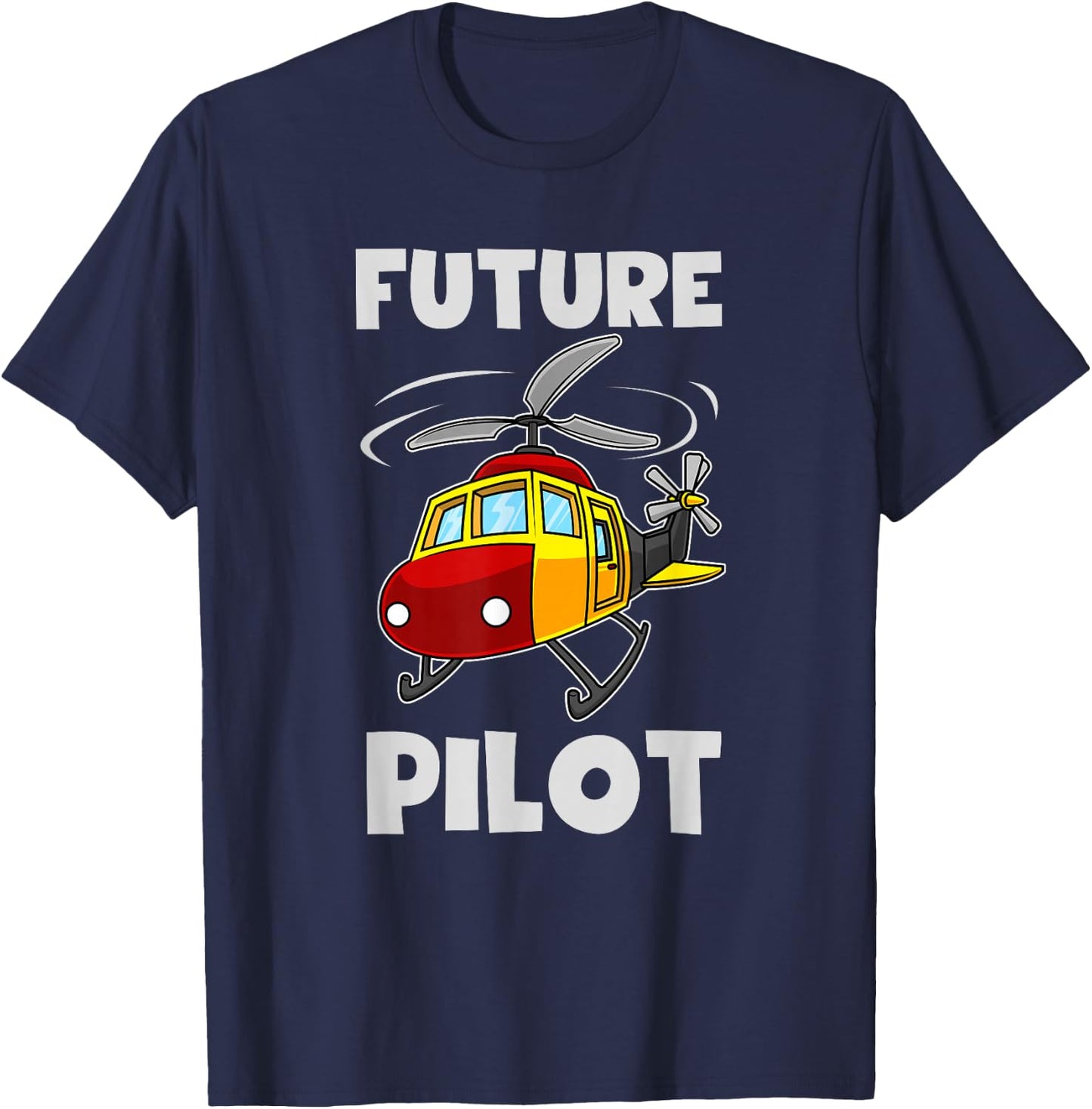Funny Future Pilot Gift | Cute Helicopter Boys Girls Kids T-Shirt - T-Shirt | Navy