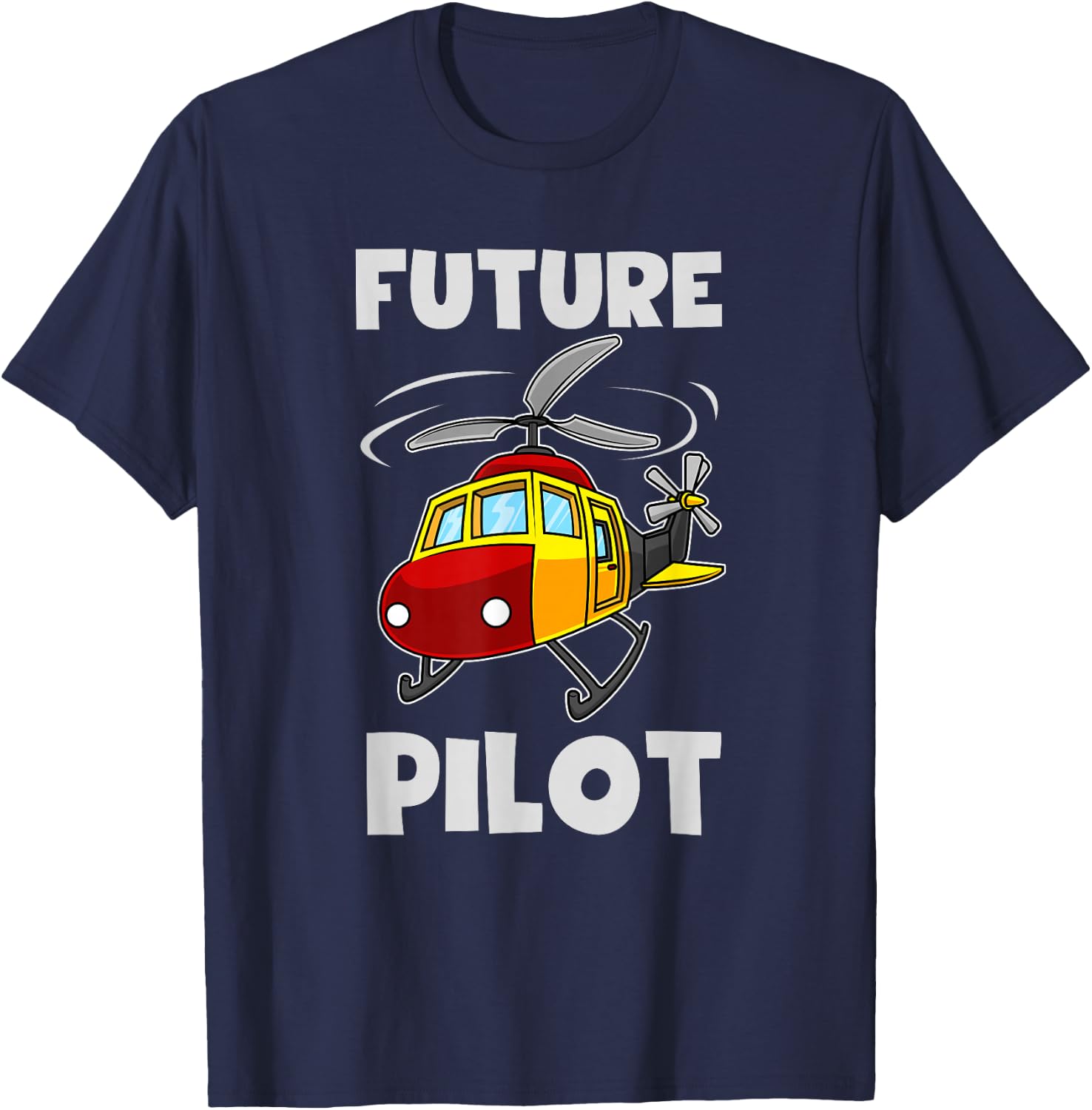 Funny Future Pilot Gift | Cute Helicopter Boys Girls Kids T-Shirt - T-Shirt | Navy