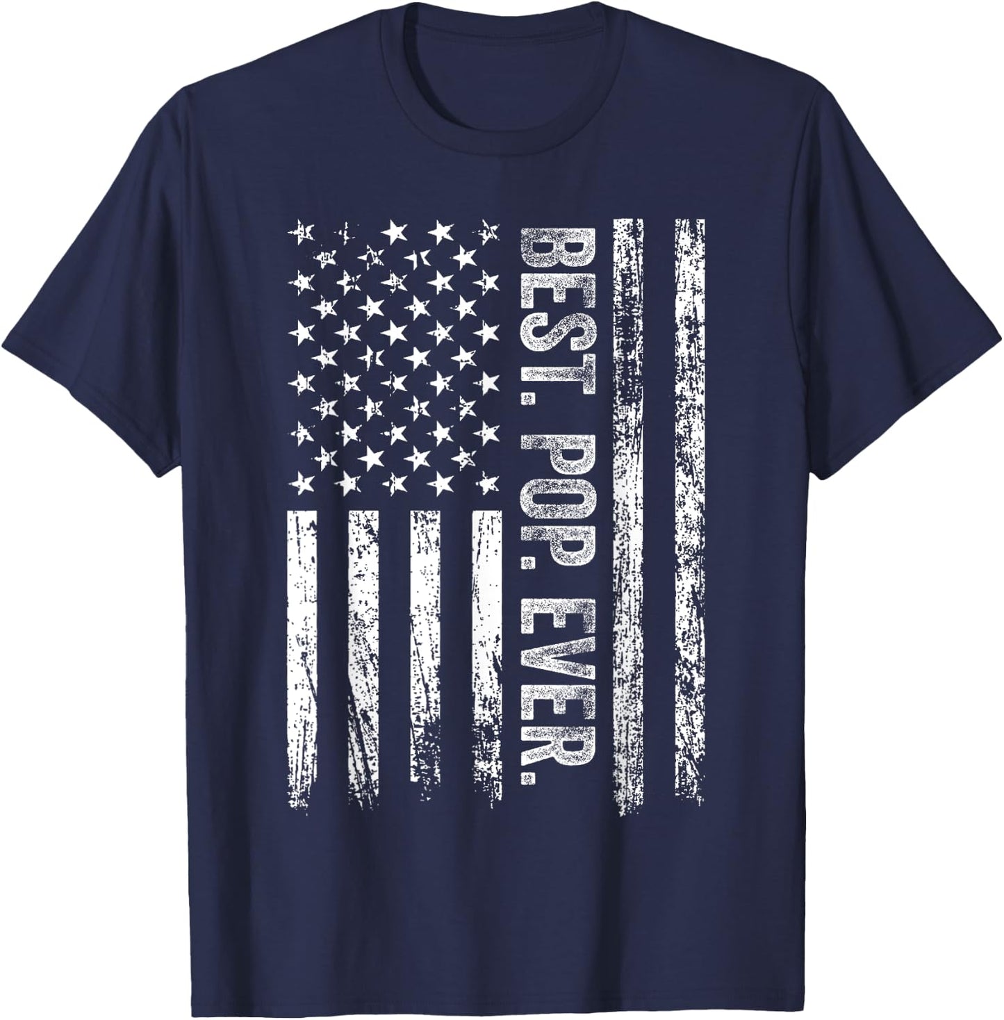 Best Pop Ever Vintage American US Flag Father's Day T-Shirt - T-Shirt | Navy