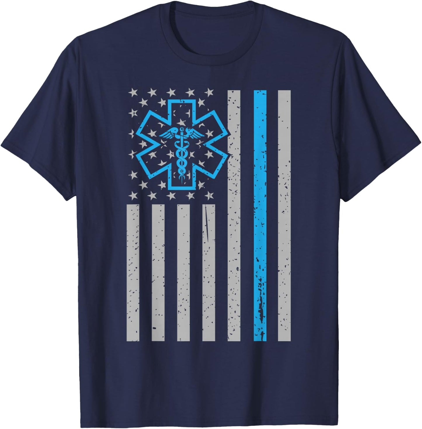 Thin White Line Shirt EMS EMT Paramedic American Flag T-Shirt - T-Shirt | Navy