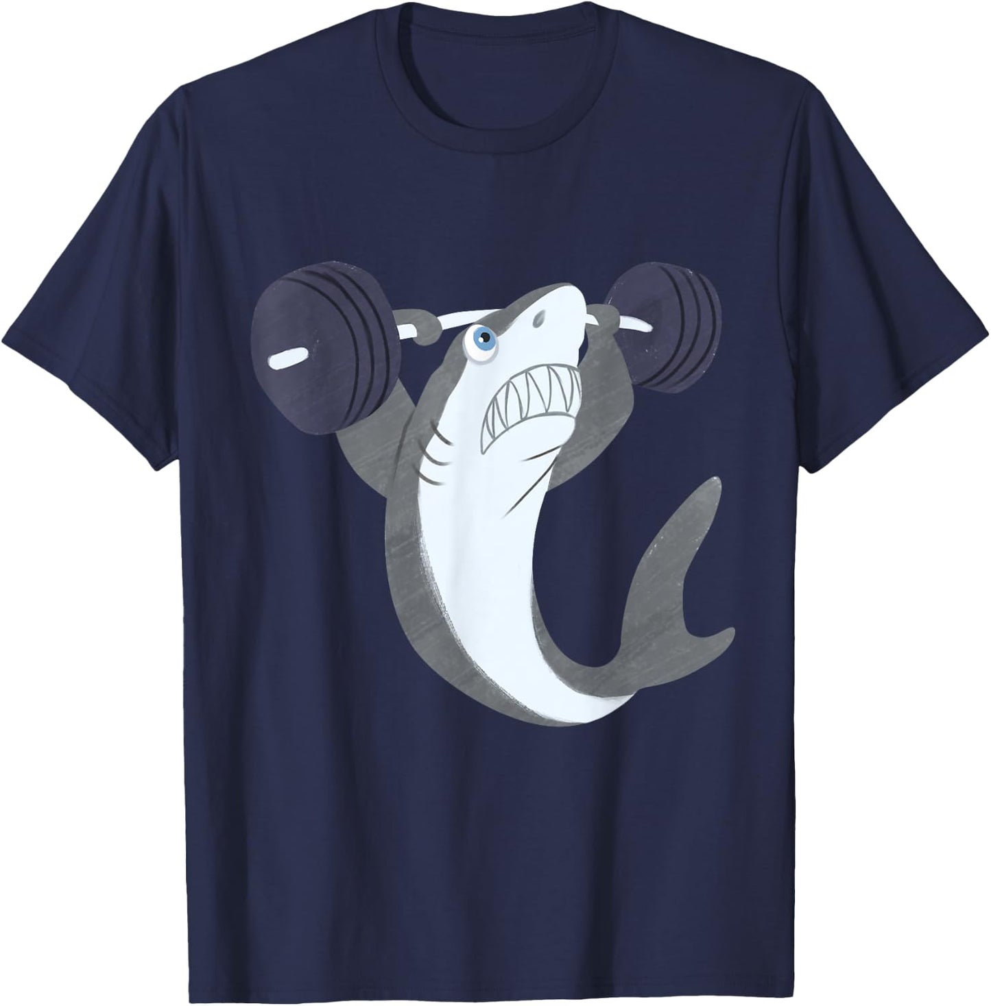Weightlifing Shark Barbell - Funny Workout Gym Weightlifter T-Shirt - T-Shirt | Navy