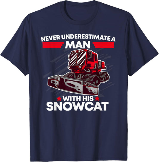 Snowcat Man Dad Groomer Cool Winter Sports US Flag T-Shirt - T-Shirt | Navy