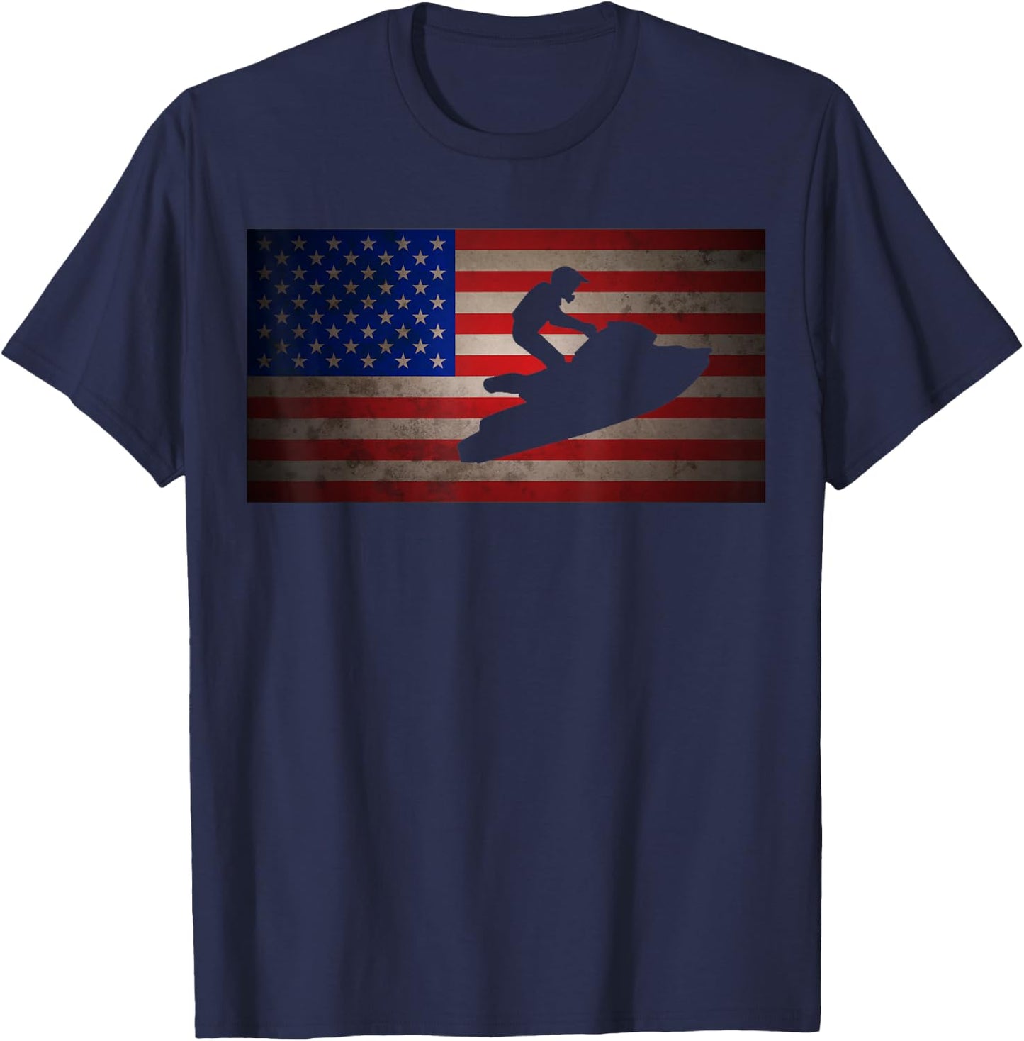 American Flag Jet Ski T Shirt - Cool Jet Ski Women Kids Men T-Shirt - T-Shirt | Navy