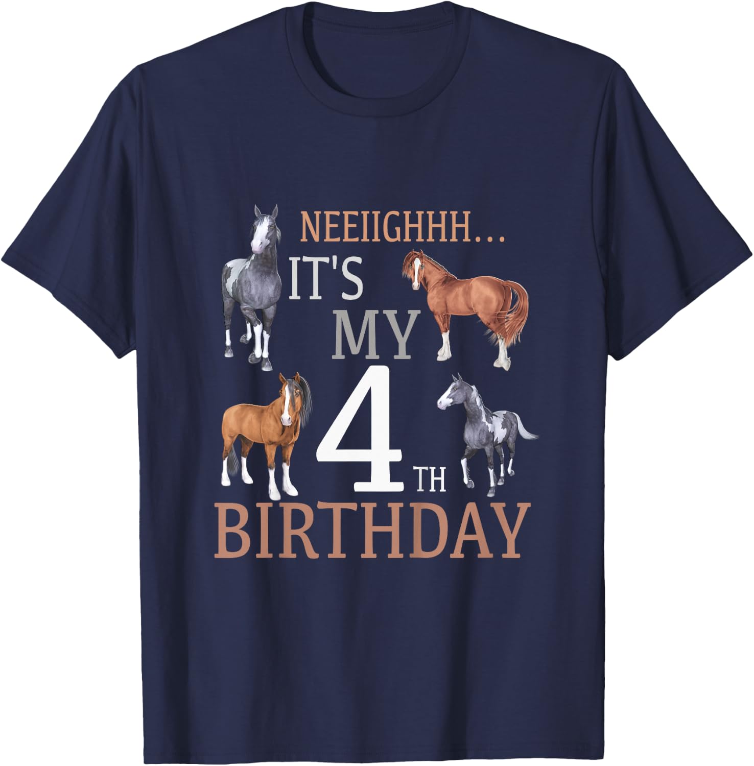 Its My 4th Birthday Shirt Horse Lover 4 Year Old Birthday T-Shirt - T-Shirt | Navy