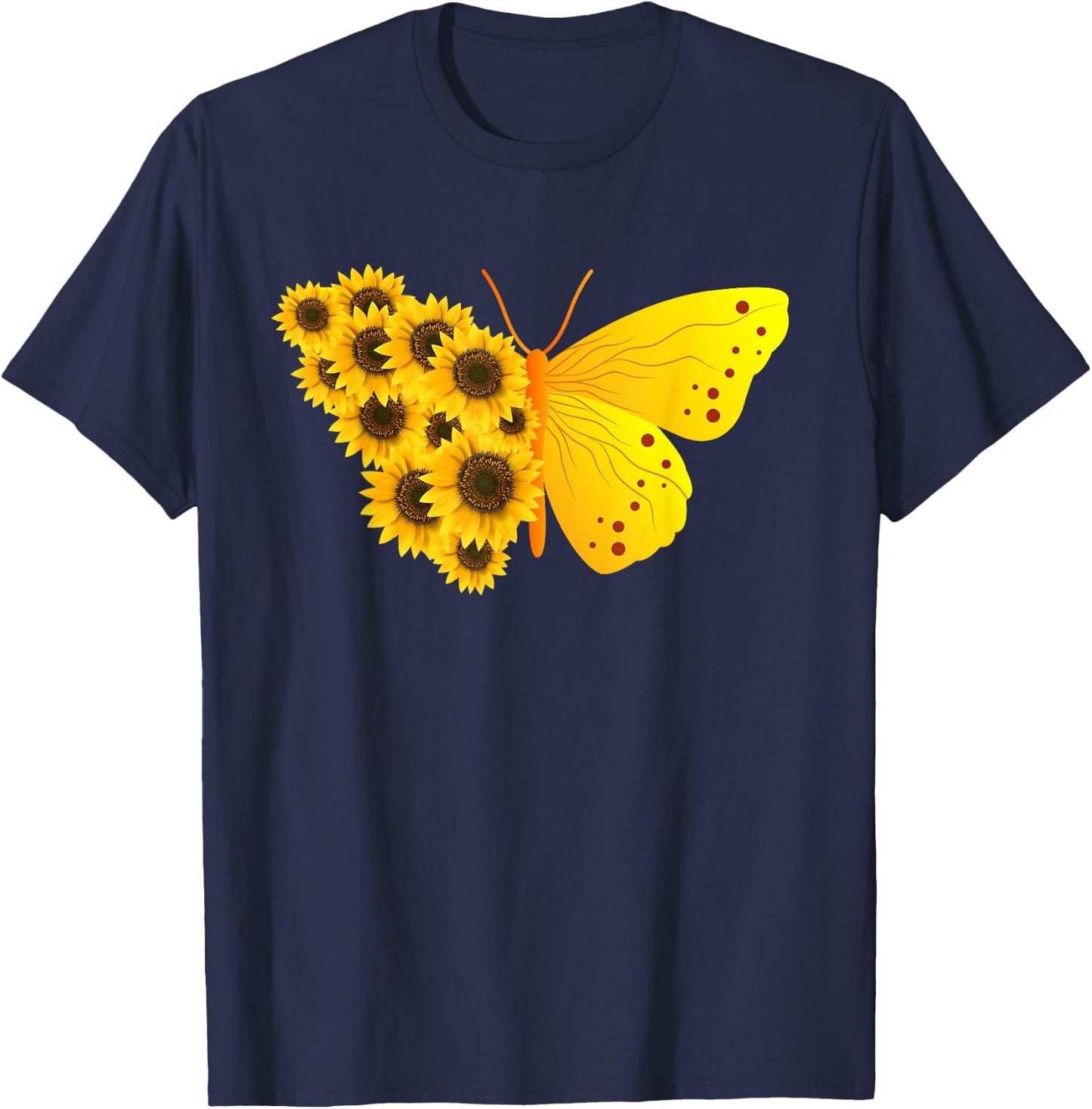 Sunflower Butterfly T-Shirt - T-Shirt | Navy