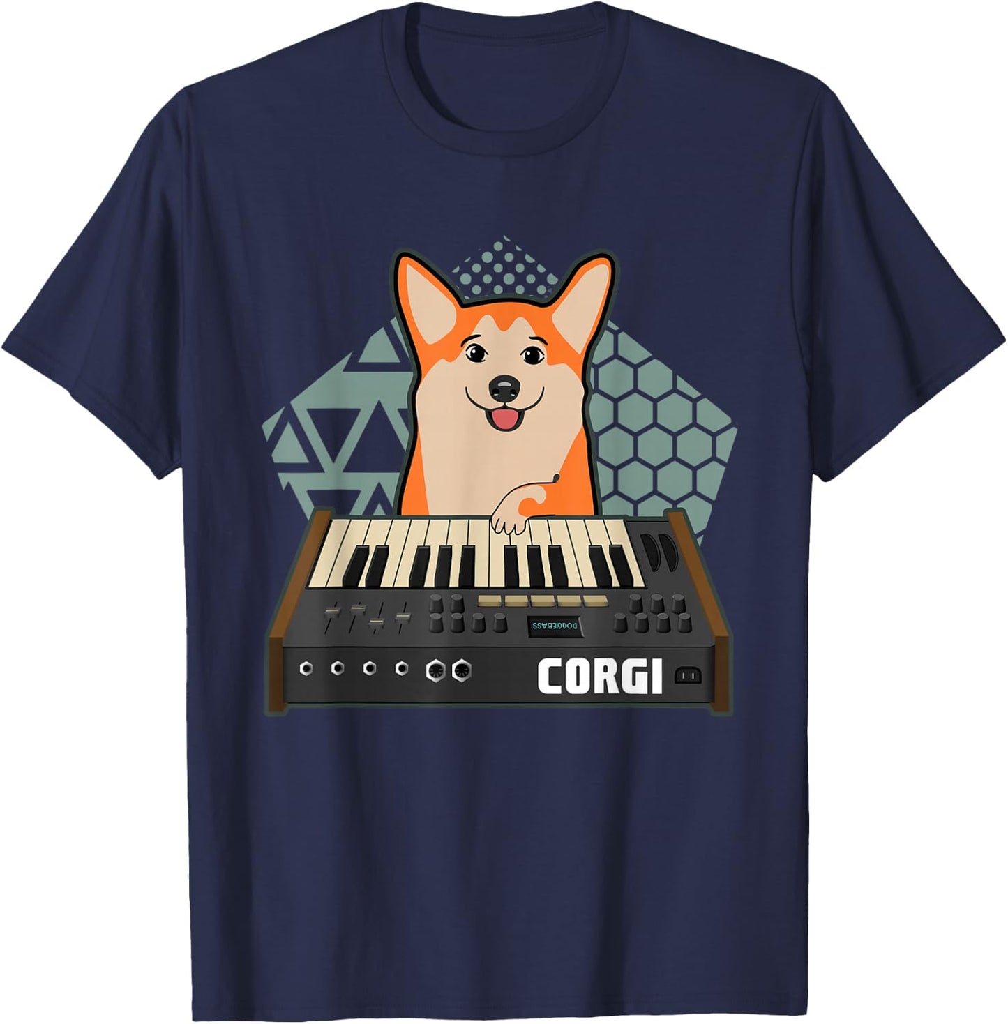 Corgi Synthesizer Musician Dog Lover T-Shirt - T-Shirt | Navy