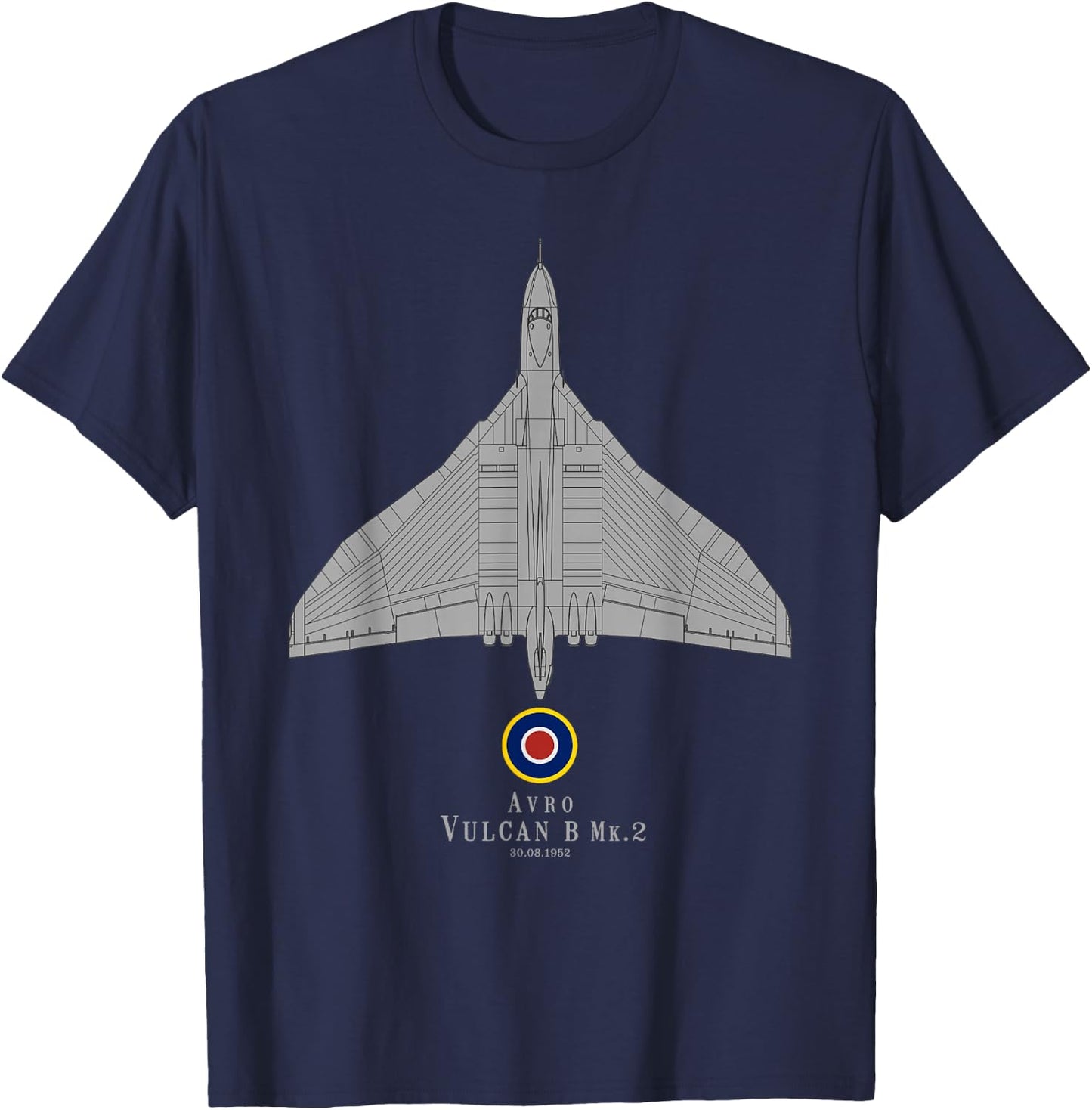 Avro Vulcan Supersonic Bomber Airplane Tech Print T-Shirt - T-Shirt | Navy