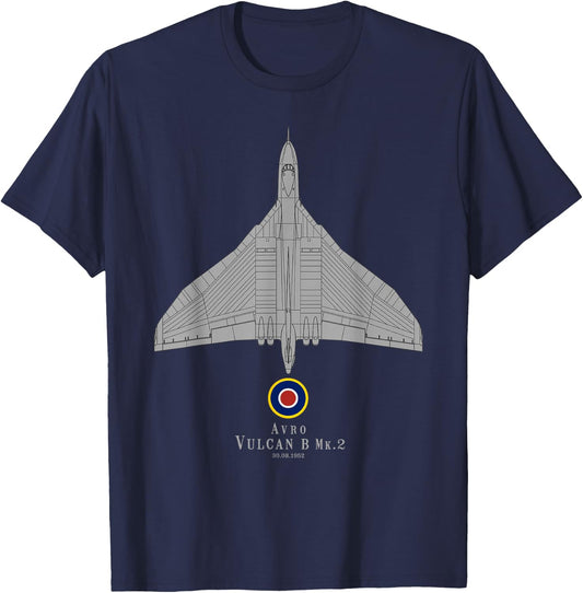 Avro Vulcan Supersonic Bomber Airplane Tech Print T-Shirt - T-Shirt | Navy