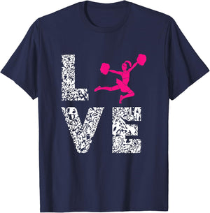 Cheerleader Love Cardio Pom Poms Girl Cheerleading Workout T-Shirt - T-Shirt | Navy