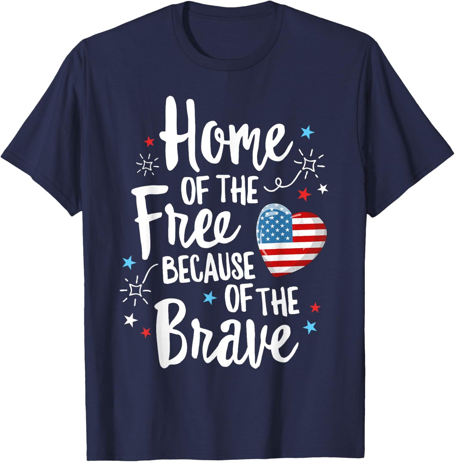Home Of The Free Veterans 4th of July Women Wife Patriotic T-Shirt - T-Shirt | Navy