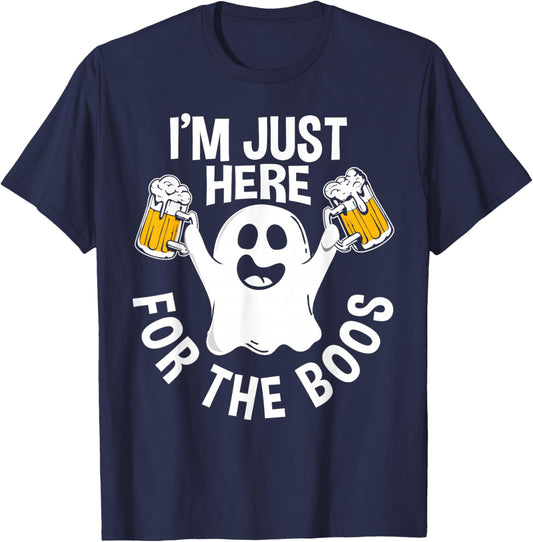 Men Funny Halloween I'm Just Here For The Boos Gift T-Shirt - T-Shirt | Navy