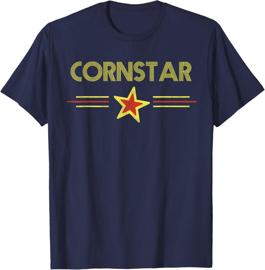 Corn Star - Retro 80s Cornhole Team Funny Vintage Graphic T-Shirt - T-Shirt | Navy