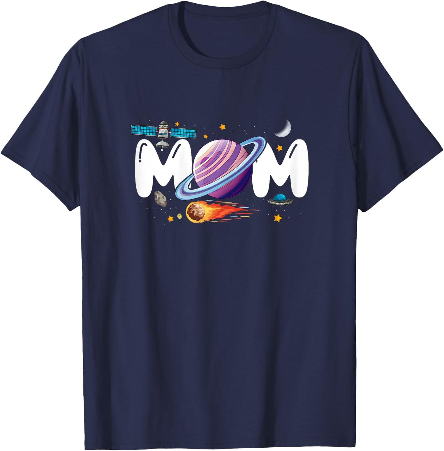 Mom Of The Birthday Boy Space Astronaut Birthday Family T-Shirt - T-Shirt | Navy