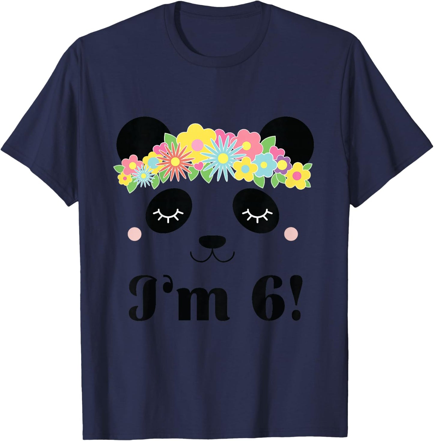Kids 6th Birthday Panda 6 Year Old Girl T-Shirt - T-Shirt | Navy