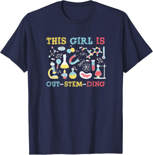 This Girl is Out-Stem-Ding, Cute Steminist T-Shirt - T-Shirt | Navy