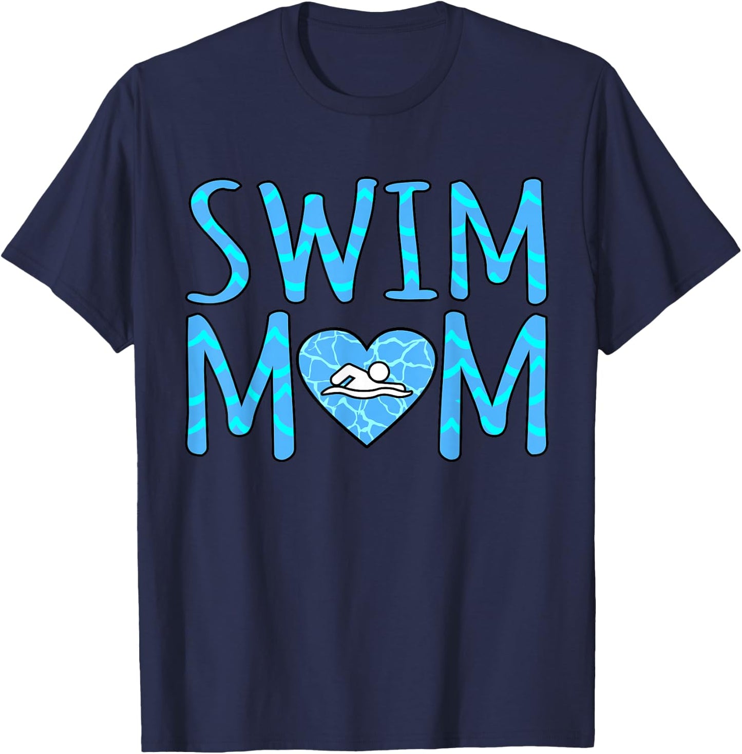Swim Mom Funny Swimmer Swimming Coach Girls Women Graphic T-Shirt - T-Shirt | Navy