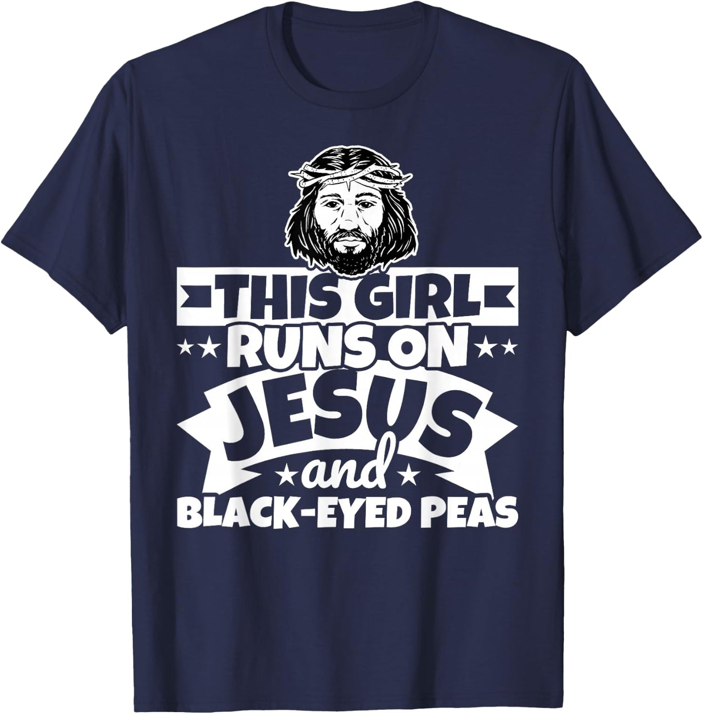 Girl runs on Jesus and black-eyed peas T-Shirt - T-Shirt | Navy