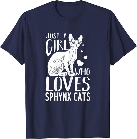Sphynx Cat Gift Kitten Owner Lover Women Girls Kids T-Shirt - T-Shirt | Navy