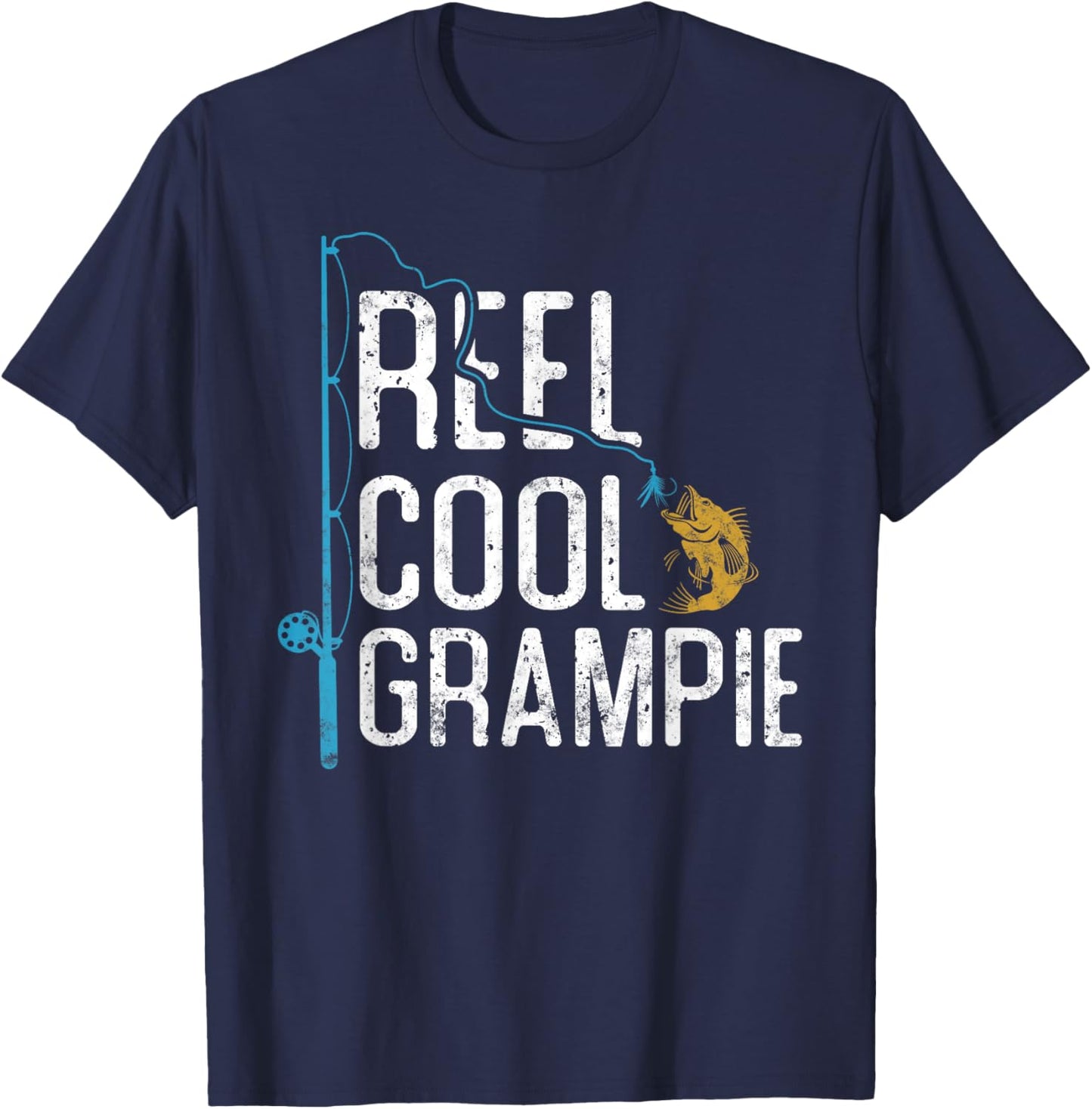 Fishing Reel Cool Grampie Father’s Day Gift Fisherman T-Shirt - T-Shirt | Navy