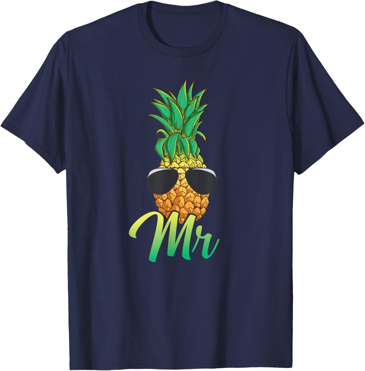Hawaii Pineapple Aloha Newlywed Couple Matching Husband Mr T-Shirt - T-Shirt | Navy
