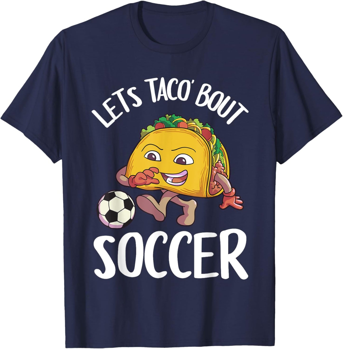 Funny Soccer Shirt Kids Men Taco Lover Gift T-Shirt - T-Shirt | Navy
