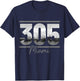 Miami 305 Area Code Skyline Florida Vintage T-Shirt - T-Shirt | Navy