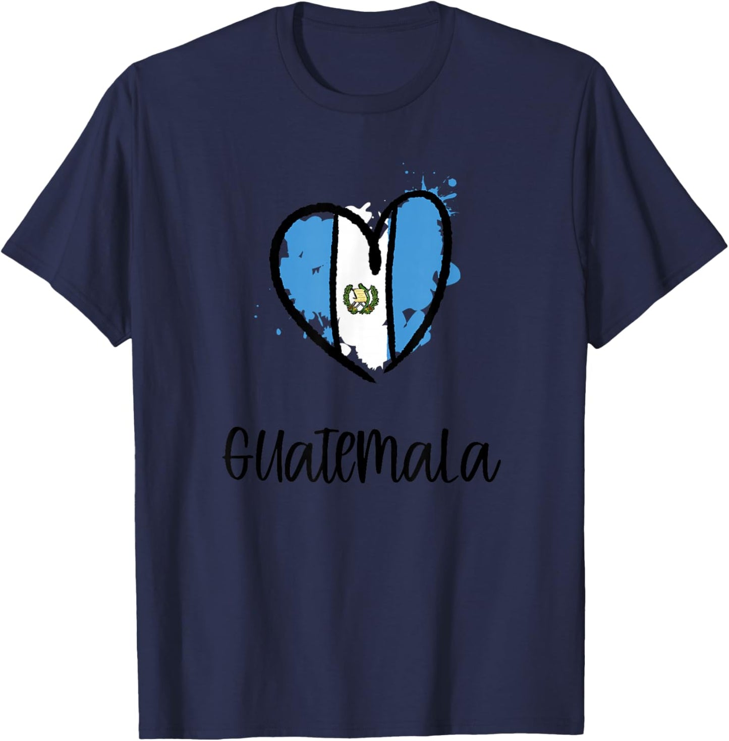 Guatemala Heart Art Northern America Spanish Guatemalan Gift T-Shirt - T-Shirt | Navy