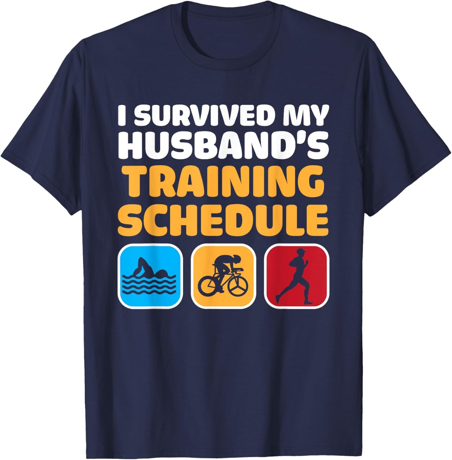 Triathlon Art Women Wife Triathlete Swim Bike Run Athletes T-Shirt - T-Shirt | Navy