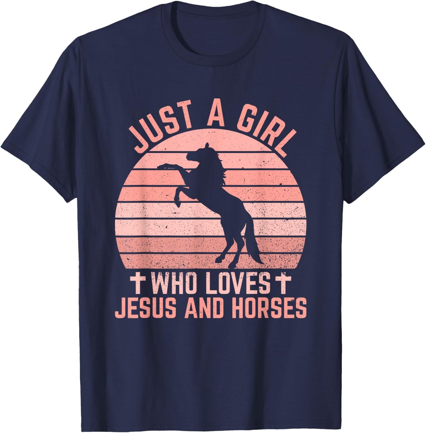 Just A Girl Who Loves Jesus And Horses - Christian Riders T-Shirt - T-Shirt | Navy