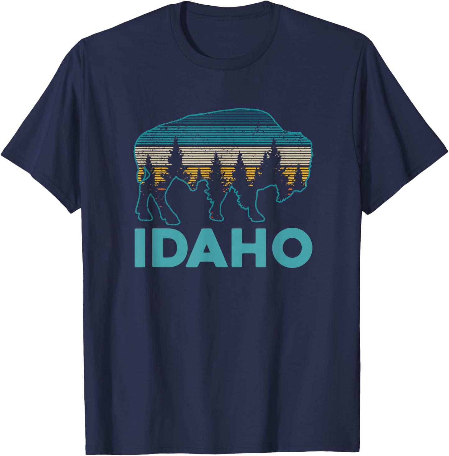 Idaho Bison Vintage American Buffalo Souvenir Gift T-Shirt - T-Shirt | Navy