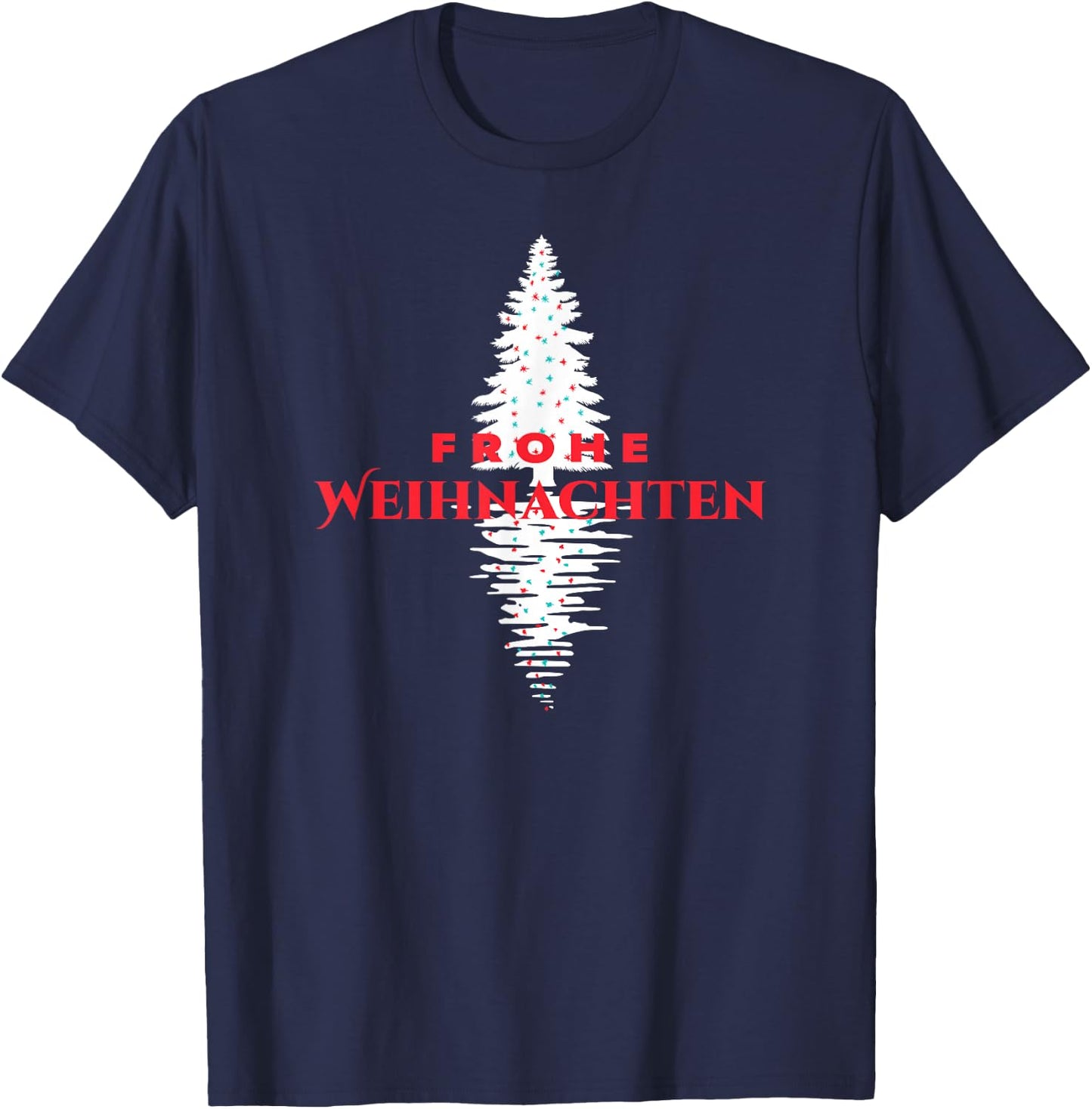 Frohe Weihnachten German Merry Christmas Holiday Tree T-Shirt - T-Shirt | Navy
