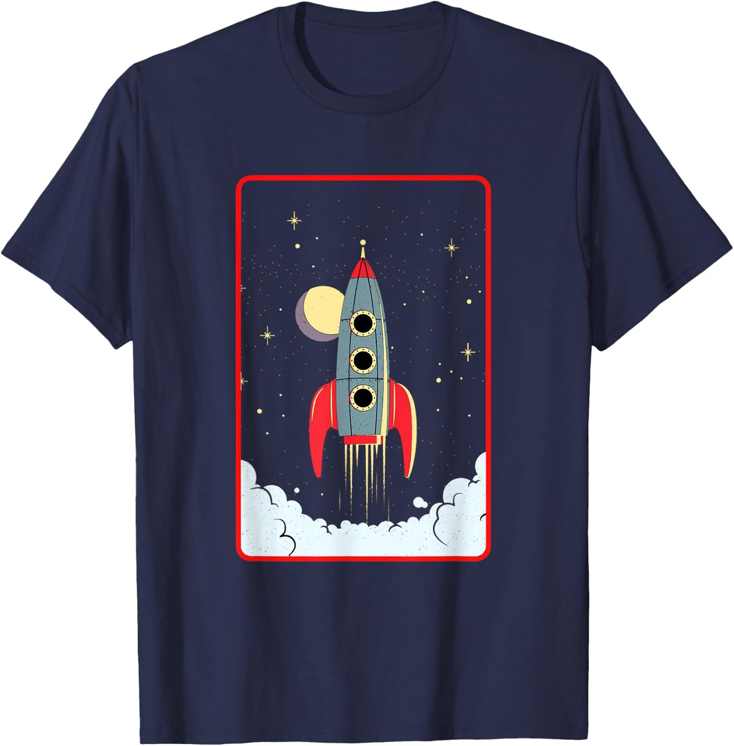 Cool Flies Rocketship Take Off Space Explorer Astronaut T-Shirt - T-Shirt | Navy